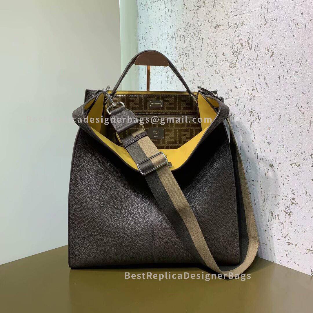 Fendi Peekaboo X-Lite Large Coffee Leather Bag 652